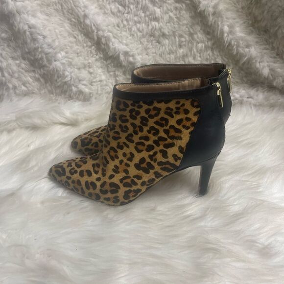 Adrienne Vittadini Shoes - Adrienne Vittadini leather calf hair Chita print ankle boots black trim SZ7.5M